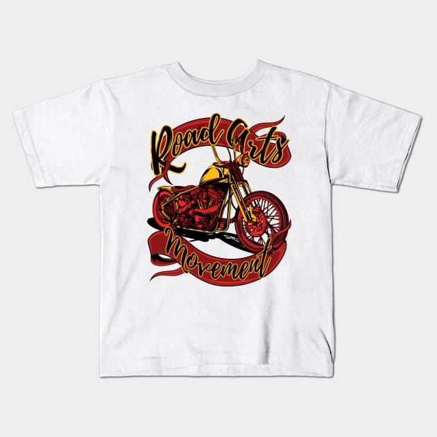 Road arts movement, old school bike, art on road, biker lover Kids T-Shirt by Lekrock Shop